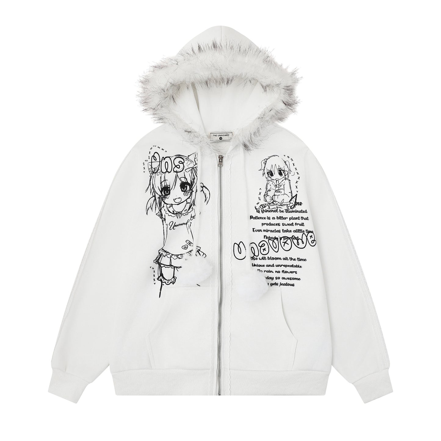 Woolen ball drawstring hooded sweatshirt