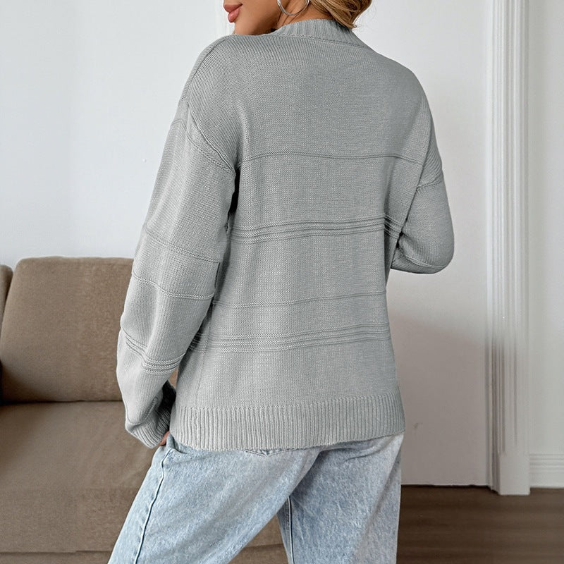 Casual Striped Long Sleeve V-Neck Sweater