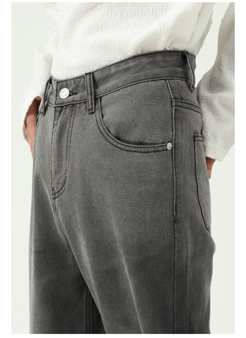 Wide Straight Men's Jeans with Pockets