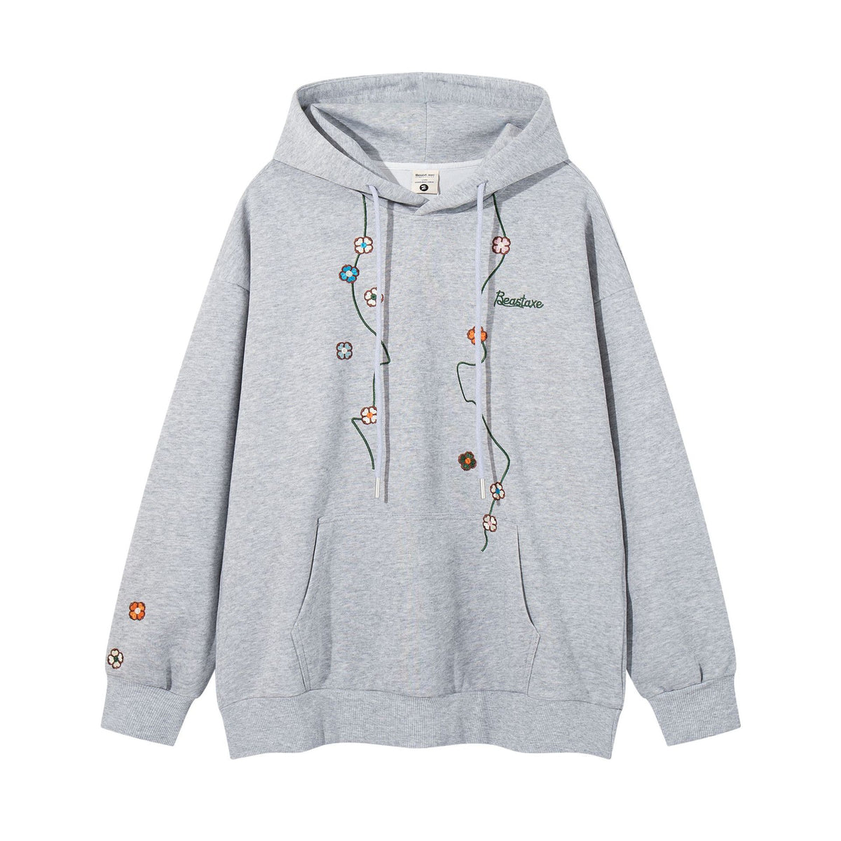 Floral embroidery hooded sweatshirt
