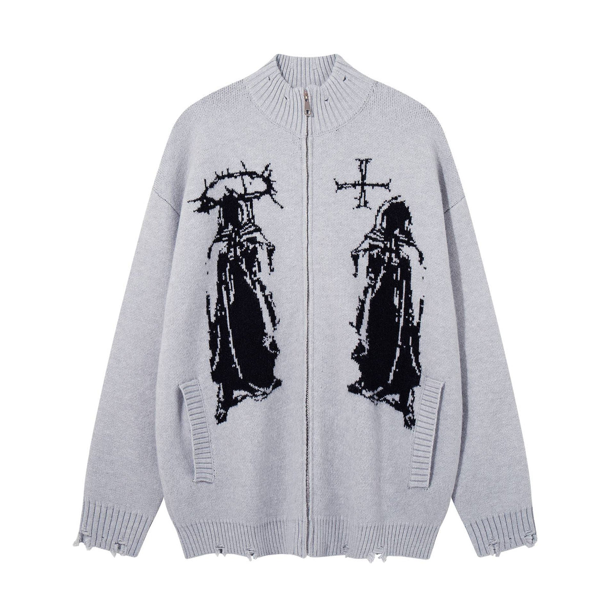 Old torn edge zipper design jacket
