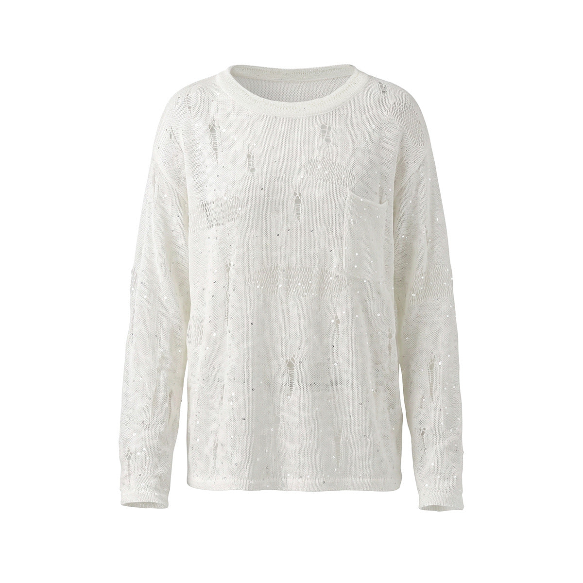 Hollow hole knitted long sleeved sweater