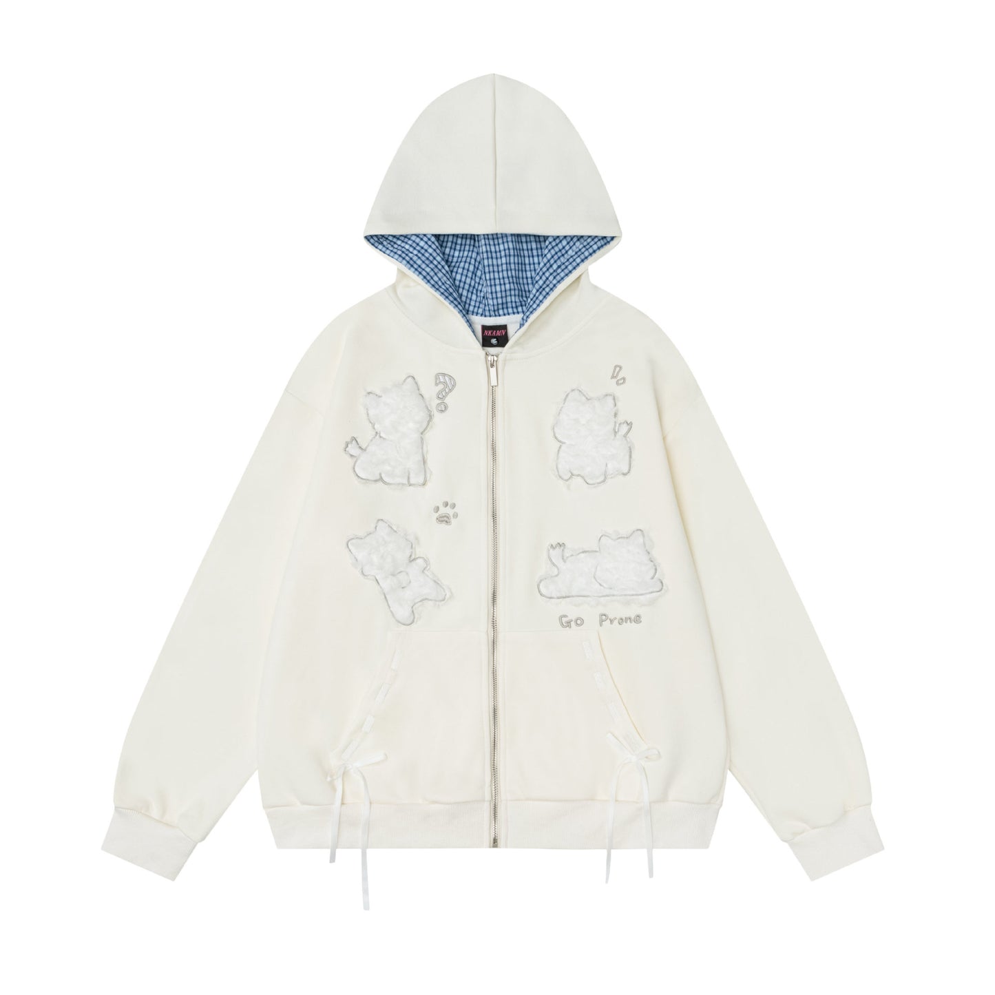 Plush puppy patch hooded sweatshirt