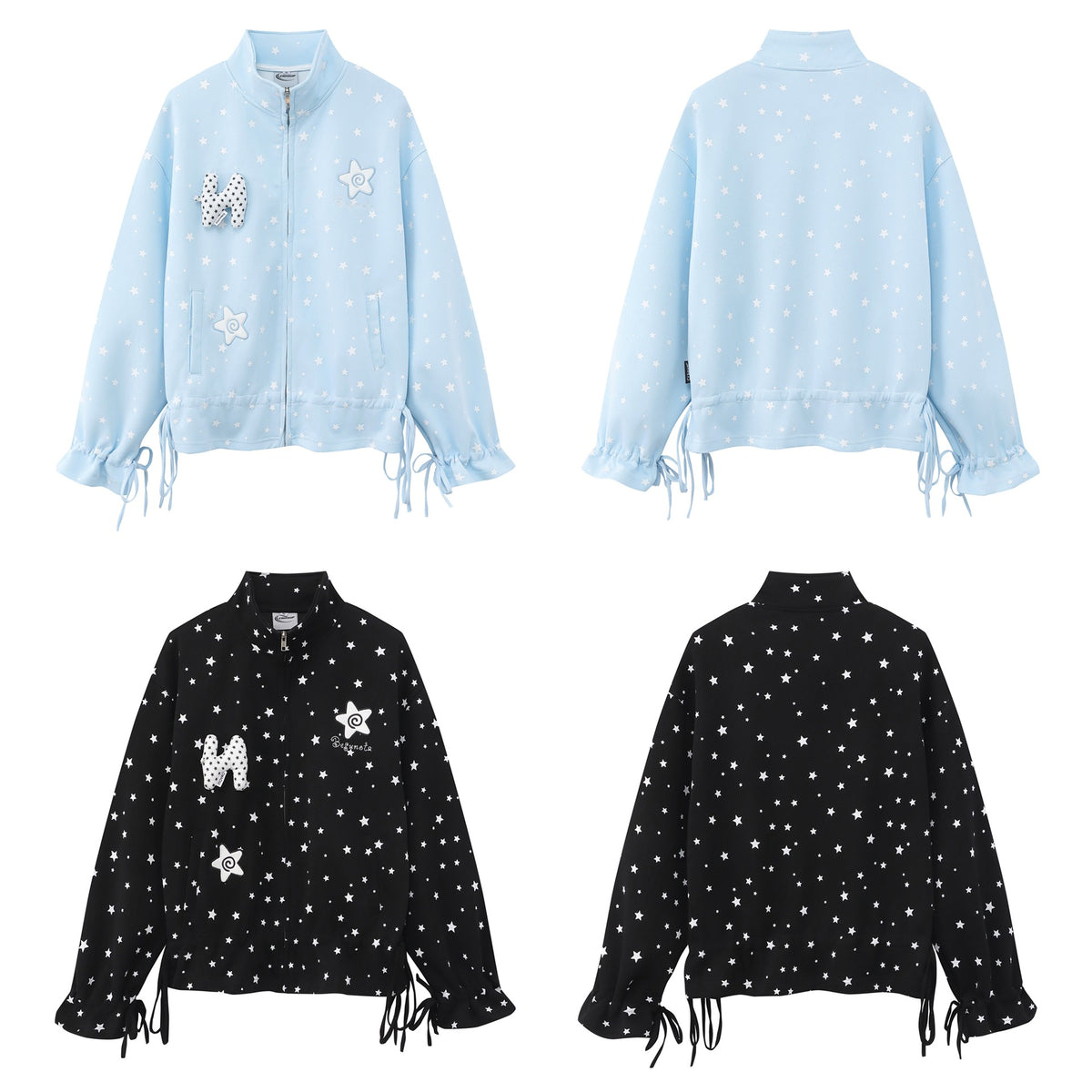 Full printed star drawstring hoodie