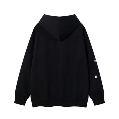 Floral embroidery hooded sweatshirt