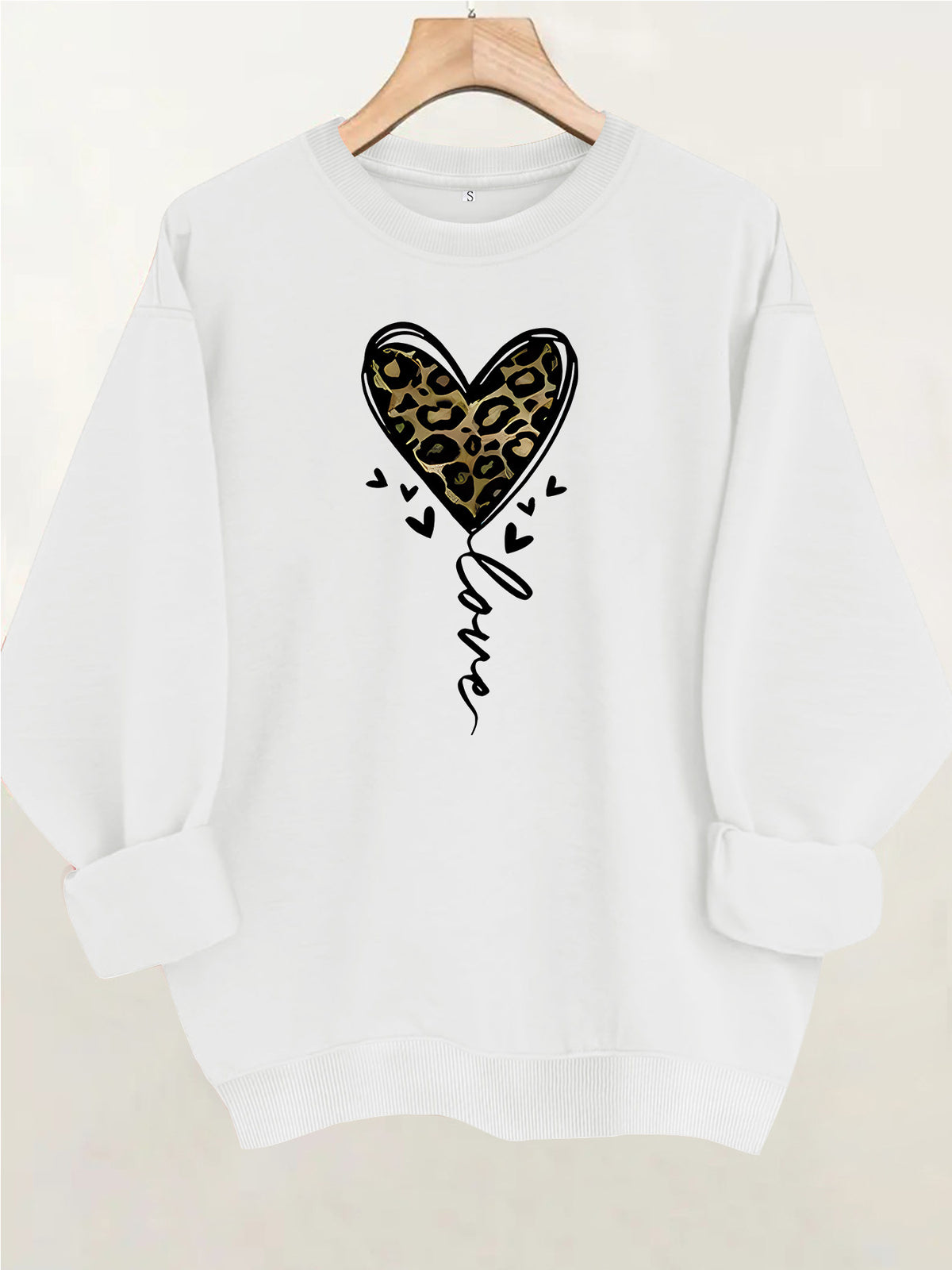 Printed round neck fleece hoodie