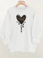 Printed round neck fleece hoodie
