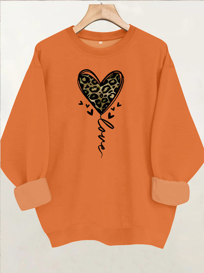 Printed round neck fleece hoodie