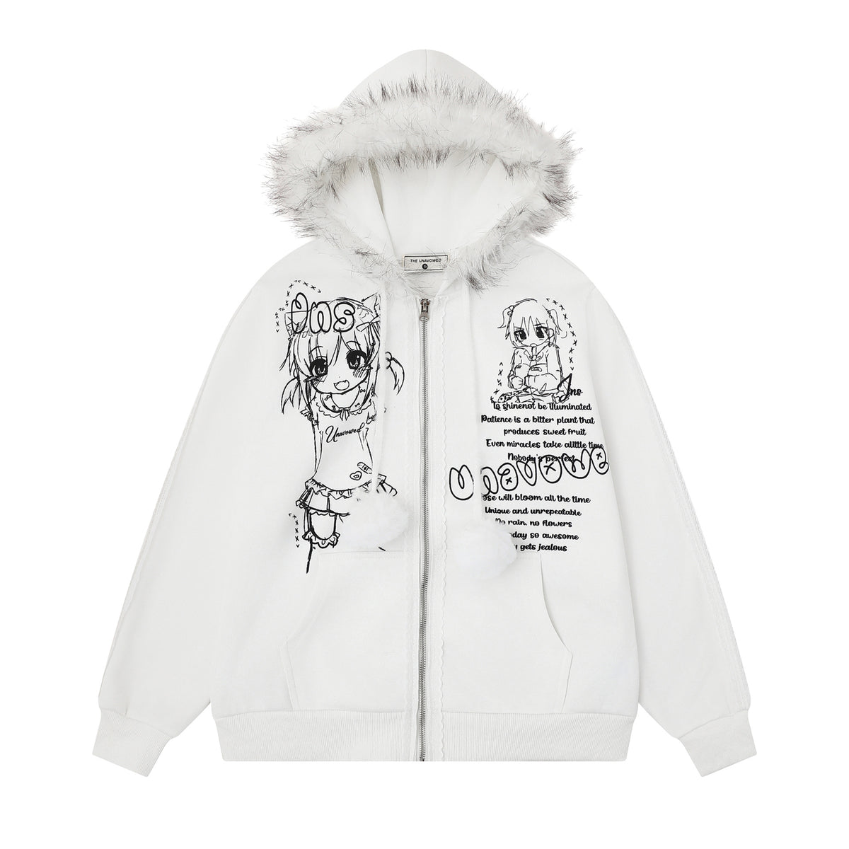 Woolen ball drawstring hooded sweatshirt