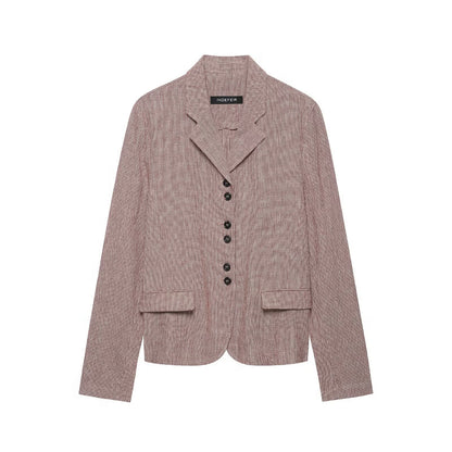 Flip collar single breasted long sleeved jacket