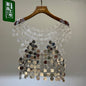 Heavy industry sequin hollow vest suspender short retro handmade performance clothing trend