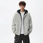 Men's  Hooded Leather Jacket Loose Fit Casual Faux Two-Piece Coat