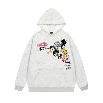 Cartoon printed hooded sweatshirt