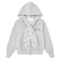 Leopard print scarf rabbit embroidery sweatshirt jacket