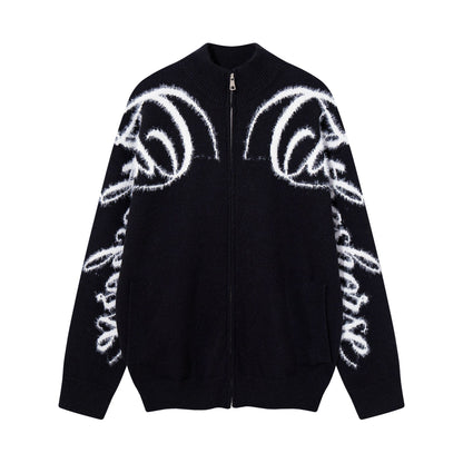 Hairy fringe letter jacket