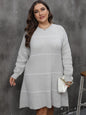 Fall Winter Knit Dress Striped Color Block Round Neck Long Sleeve Women's Plus Size Dress