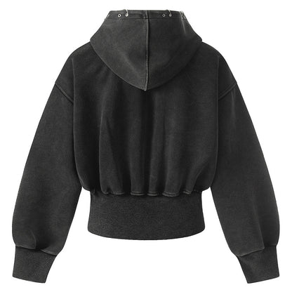 Waist hugging hooded sweatshirt for women spicy girl jacket