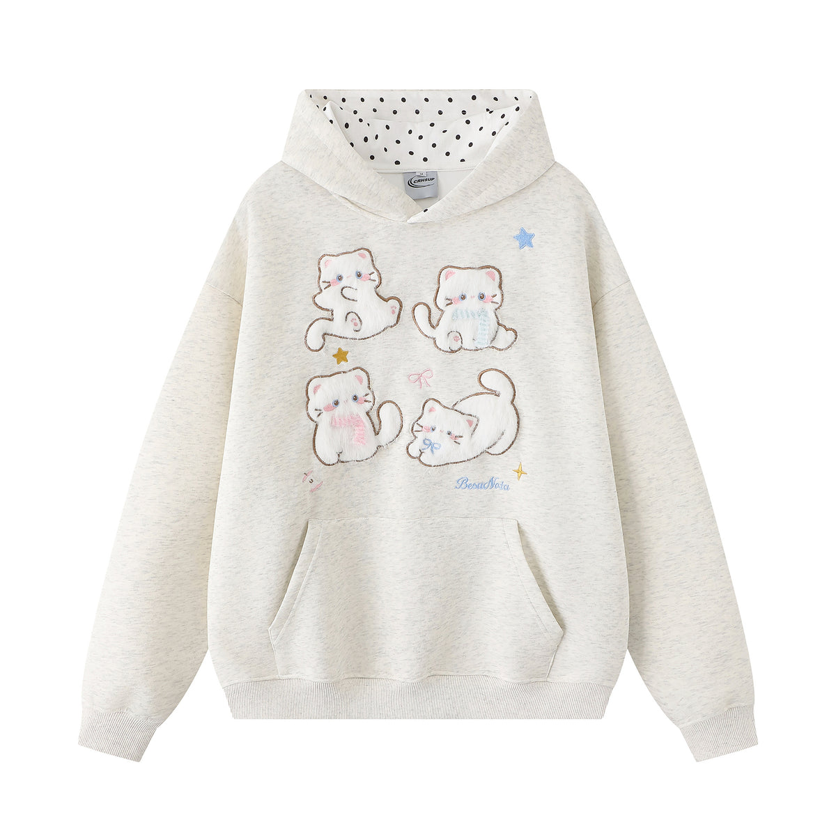 Cat Embroidered Hoodie