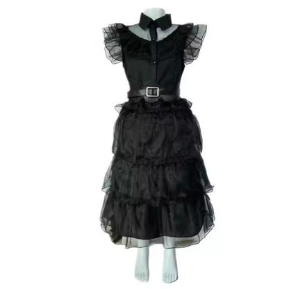 Wednesday Addams Halloween Black Dress Cosplay Costume