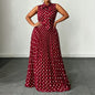 Polka Dot Sleeveless Tie Waist Midi Dress