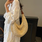 Woven Bag Women  Casual Large Capacity Handmade Straw Shoulder  Purse