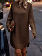 Open cut pullover high neck sweater for women's casual knitwear dress