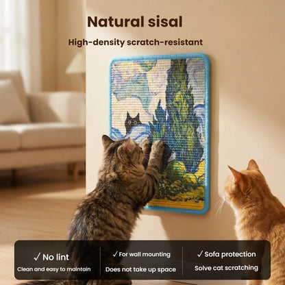 Cats Scratch Board Jute Vertical Wall-Mounted Cat Scratcher Durable Non-Shedding Pet Cat Claw Board