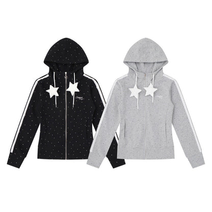 Light gray full star hooded white star jacket