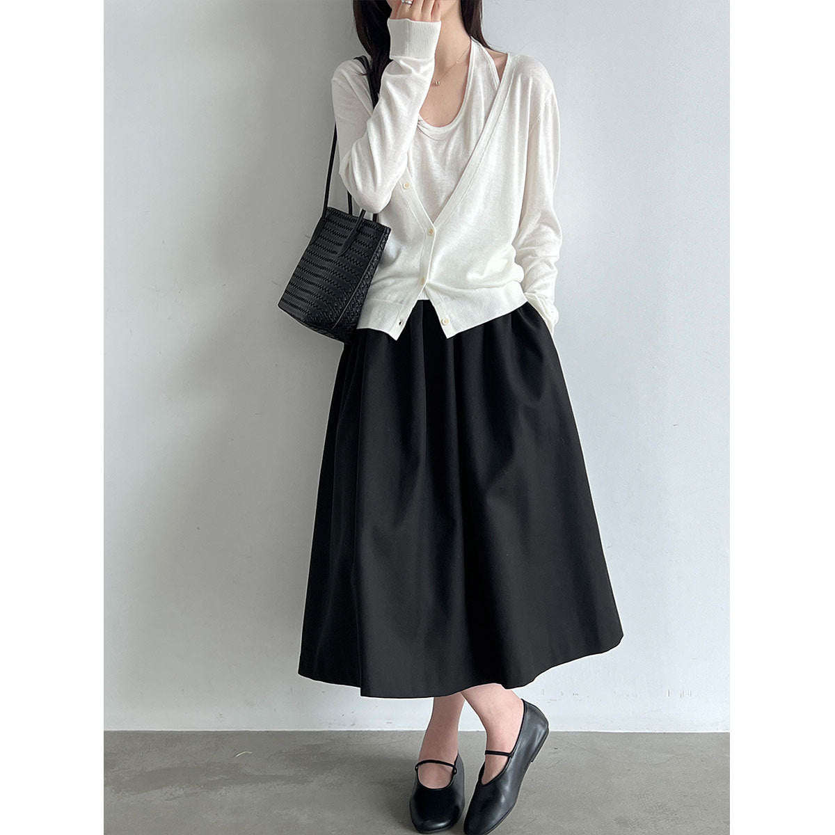 High-Waisted Pleated A-Line Maxi Skirt for Women  Hip-Hiding Slimming Commute Versatile Half Skirt