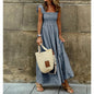 Chic Women's Patchwork Plaid Strap Dress with Elastic Waist and Flared Silhouette
