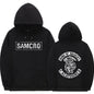 Casual Couple Pullover Fleece-Lined Hooded Sweatshirt with SAMCRO Print
