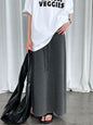 Straight A-line skirt, summer new high-waisted drawstring casual long skirt, fitted umbrella skirt