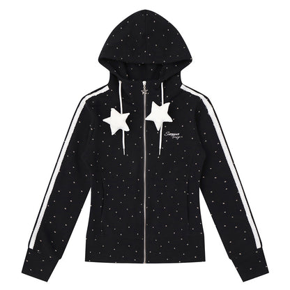 Light gray full star hooded white star jacket