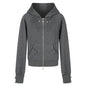 Grey nail style double bag hooded sweatshirt with cross zipper jacket