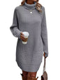 Open cut pullover high neck sweater for women's casual knitwear dress