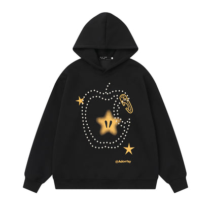 Apple patterned pearl hoodie