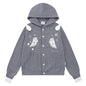 Light blue twisted flower hooded cardigan