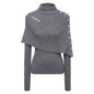 Irregular cape shawl design knitted top sweater