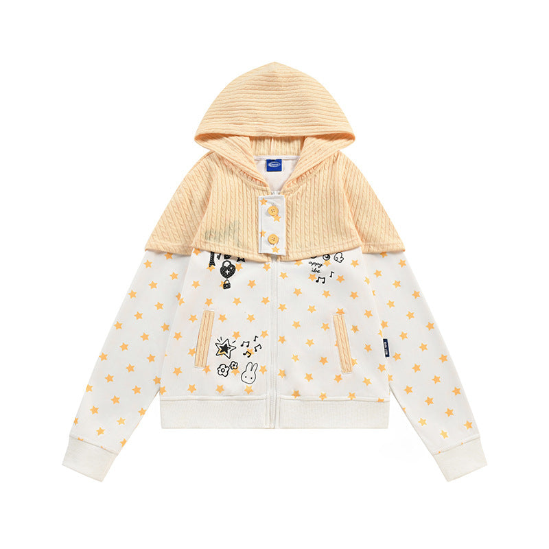 Twisted flower patchwork star hoodie