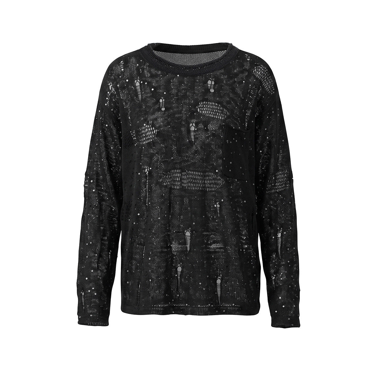 Hollow hole knitted long sleeved sweater