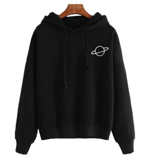 Women's Casual Printed Planet Graphic Hooded Sweatshirt