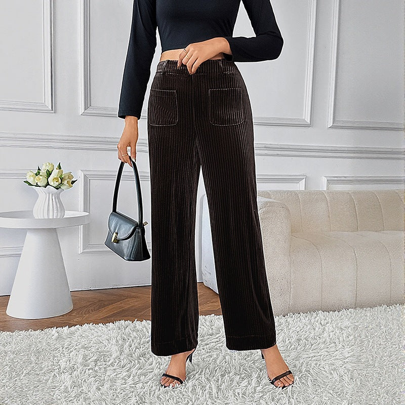 Women's Casual Straight Leg Pants Autumn Winter Commuter Trousers