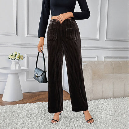 Women's Casual Straight Leg Pants Autumn Winter Commuter Trousers