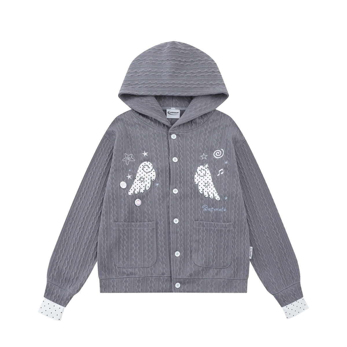 Angel wing embroidered hoodie
