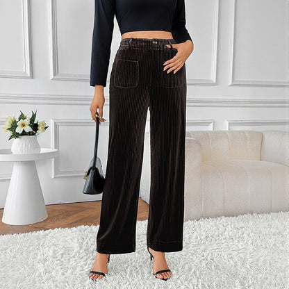 Women's Casual Straight Leg Pants Autumn Winter Commuter Trousers