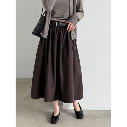 High-Waisted Pleated A-Line Maxi Skirt for Women  Hip-Hiding Slimming Commute Versatile Half Skirt