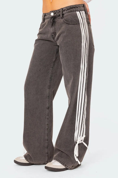 Side Striped Wide Leg Jeans