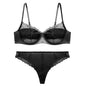 Anti convex point sexy pure desire lingerie French bra lace with steel ring thin lingerie women's set