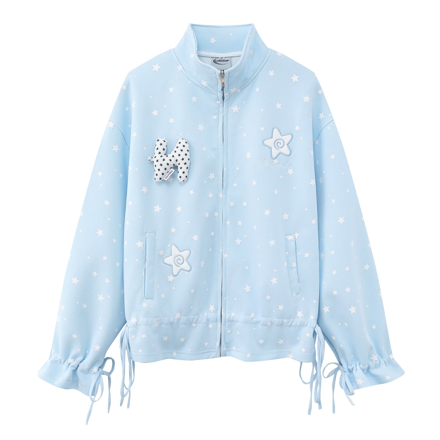 Full printed star drawstring hoodie
