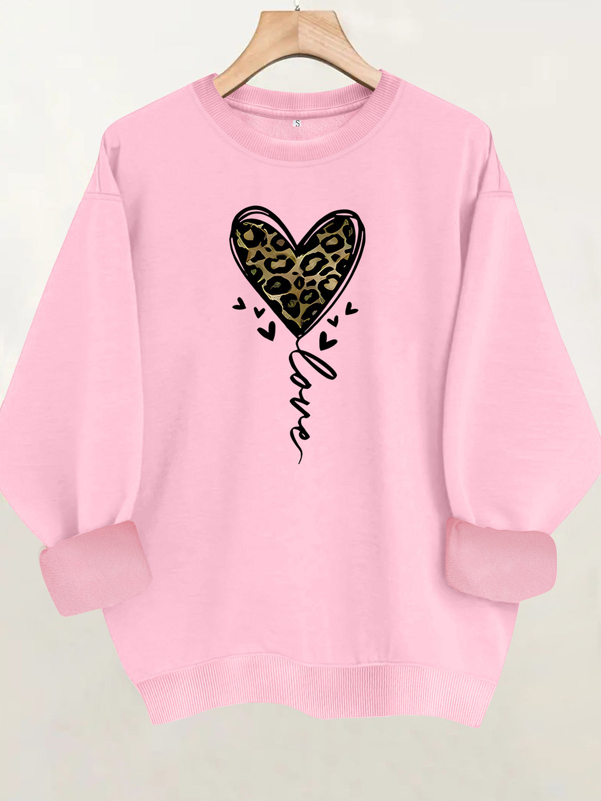 Printed round neck fleece hoodie